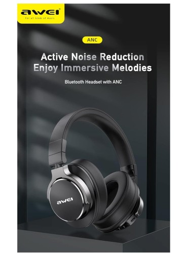 A710BL - Wireless Noise Cancelling Headphones, Foldable, Touch Control, Black