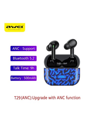 T29 ANC True Wireless Bluetooth Gaming Earbuds - Ergonomic Design, Portable Char