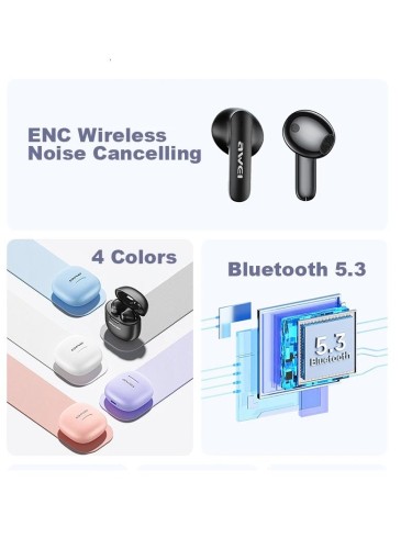 T68 ENC Bluetooth Earbuds - Noise Cancellation, Wireless, Waterproof, Smart Touc
