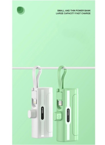 Fast Charging iPhone Power Bank 5000mAh Mini Battery Pack - Type-C Input, Lightn