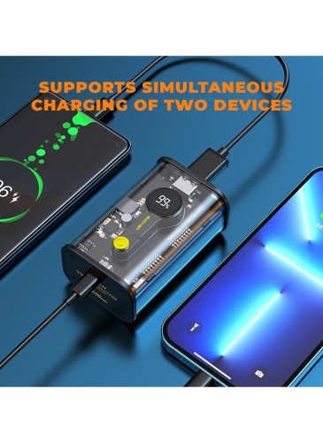 Transparent Power Bank P108 - 10000mAh, Ultra-Fast Charging 22.5W/PD20W, Digital