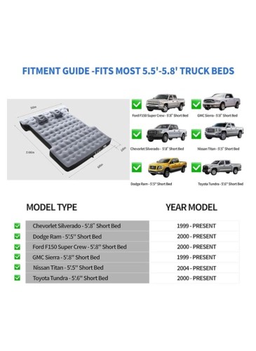 Large truck bed air mattress, thick leak-proof truck bed mattress with pump, pil