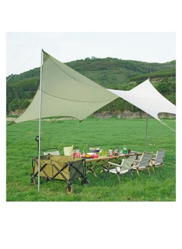 Hexagonal Camping Tarp large area covered, suitable for 6-9 people, equipped wit