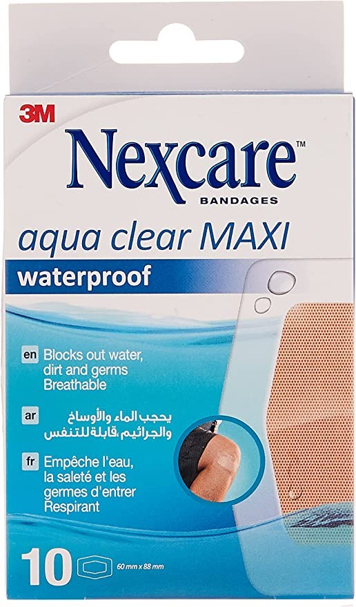 Nexcare Aqua Clear Maxi W/Proof Bandages Pack 10S