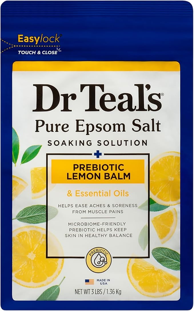 Dr Teals Epsom Salt Soaking Solution Prebiotic Lemon Balm 1.36Kg