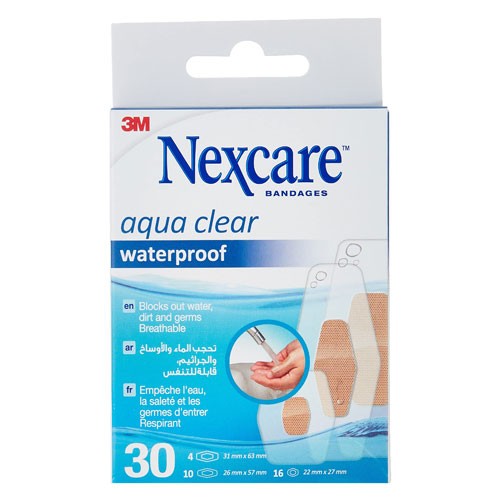 Nexcare Aqua Clear W/Proof Bandages Asstd Pack 30S