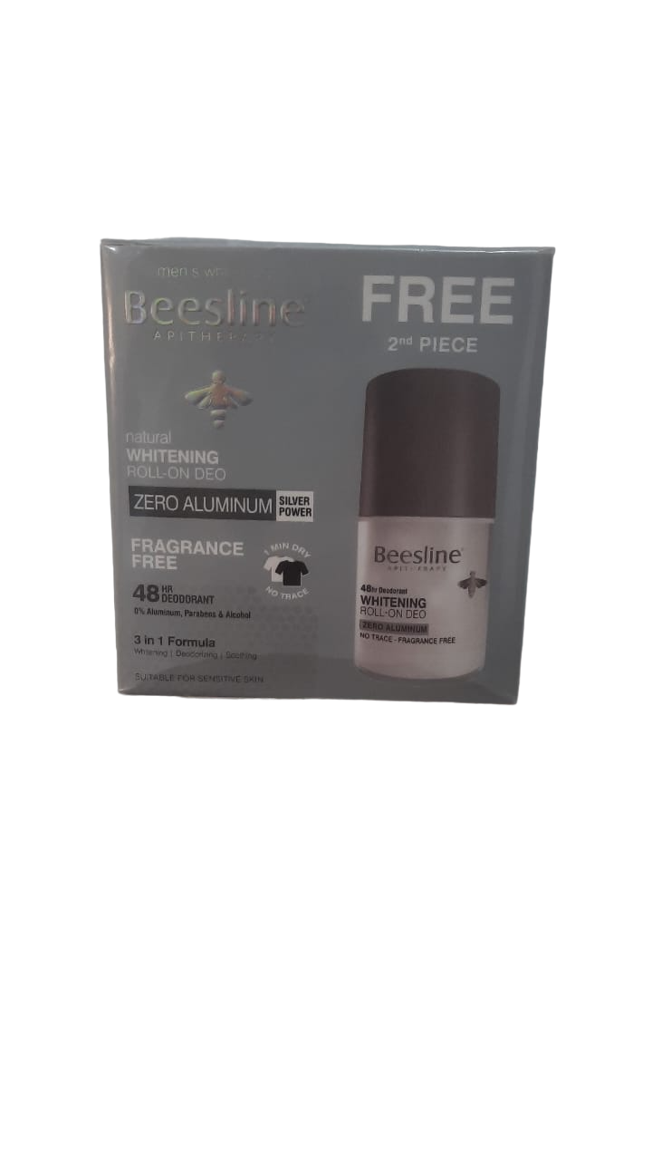 Beesline Men Whitening Roll On 48Hr Deo Zero Aluminium Silver Power Frag Free ( 