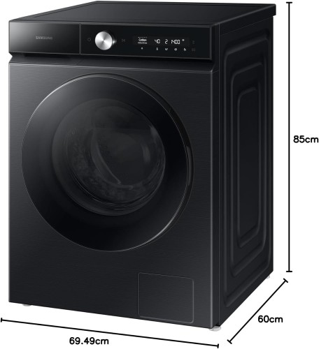 Samsung Front Load Washer 11.5 kg, Black, with EcoBubble, AI Wash, Auto Open Doo...