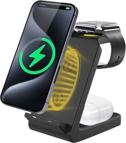 CARRERA 3 in 1 Wireless Charger Stand CWC-234, 15W Fast Charging for Phone, 5W f...