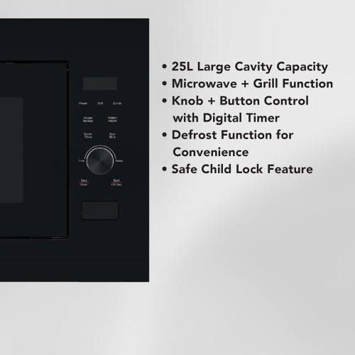 Carrera Built-in Microwave – 900W Power Output, 25L Capacity, Microwave + Grill...