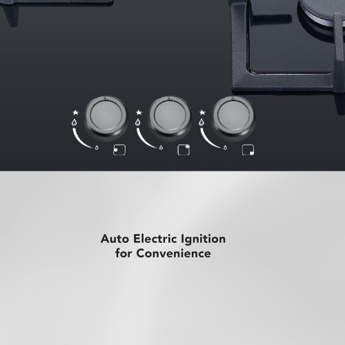 Carrera 60cm Gas Hob – 6.7kW Total Heat, Triple Ring Wok Burner, Cast Iron Pan S...