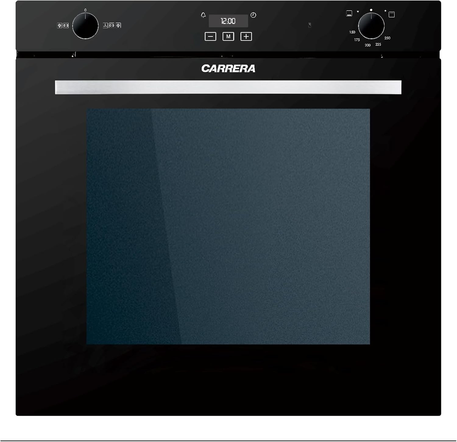 Carrera Built-in Gas Oven – 60cm, 90L Capacity, Black Glass, Convection Fan, Rot...