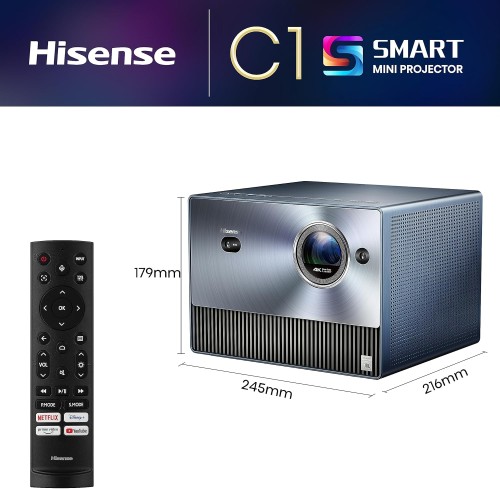 Hisense up to 300 Inch 4K VIDAA HDR 10 UHD Portable Mini Projector, Dolby Vision...
