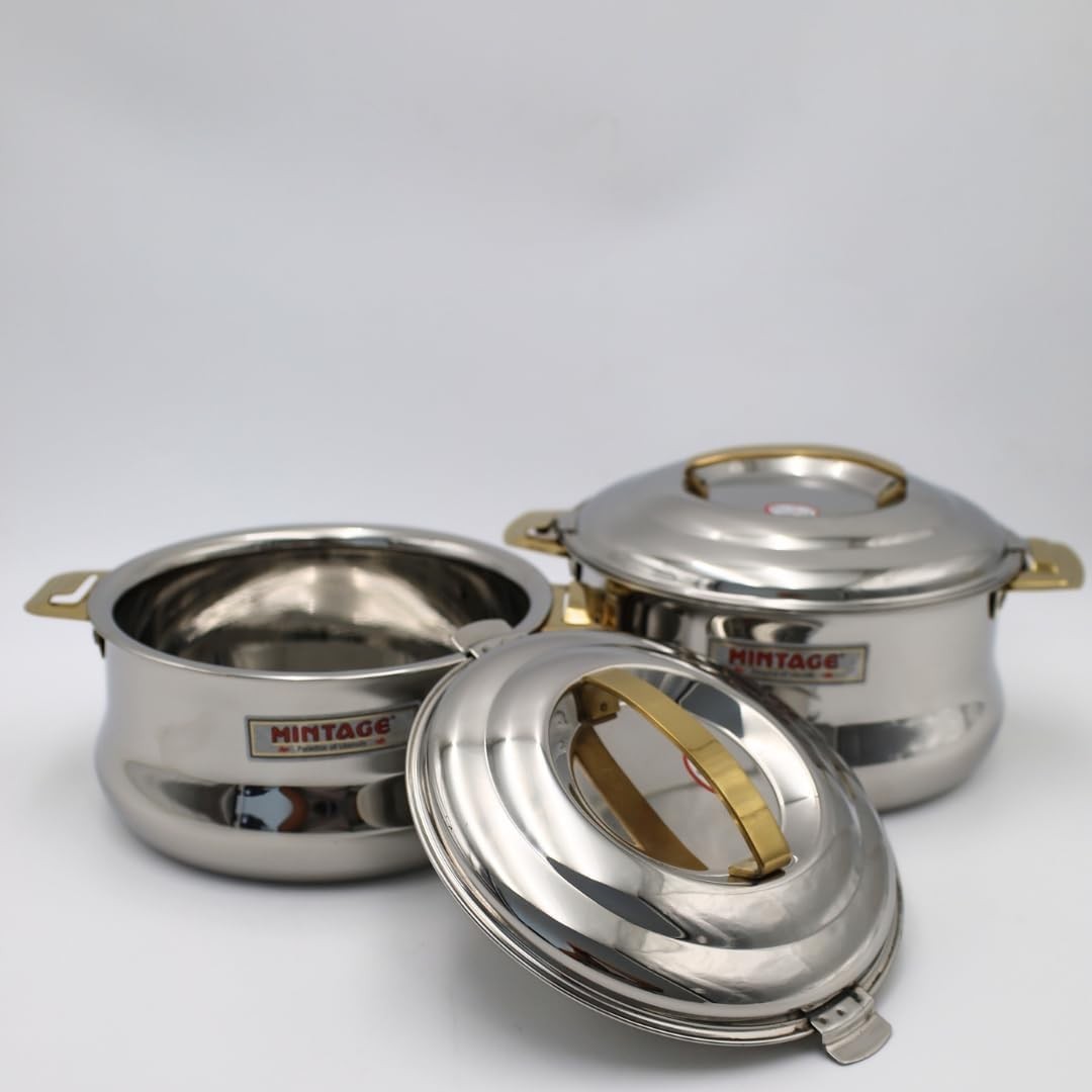 MINTAGE CASSEROLE GLACIER-1500+2200 ML - 2PCS GIFT SET (GOLDEN PVD HANDLE)