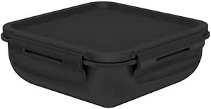 Ou Square Hermetic Bicolor Lunch Box, 300 Ml Capacity, Black