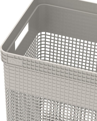 Ou Grid Laundry Basket, 49 Liter Capacity, Beige