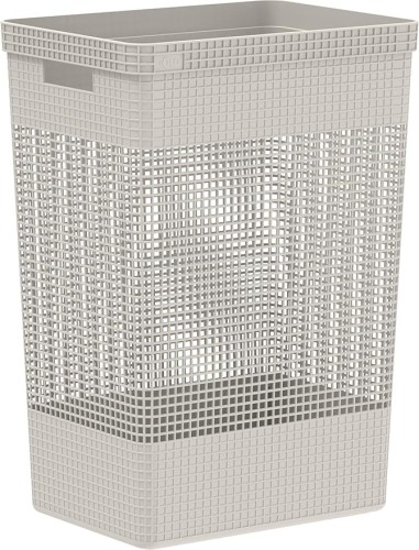Ou Grid Laundry Basket, 49 Liter Capacity, Beige