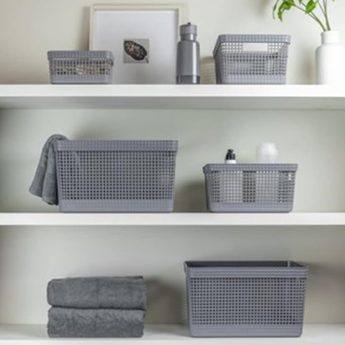 Ou Grid Basket With Lid, 8 Liter Capacity, Lead Grey