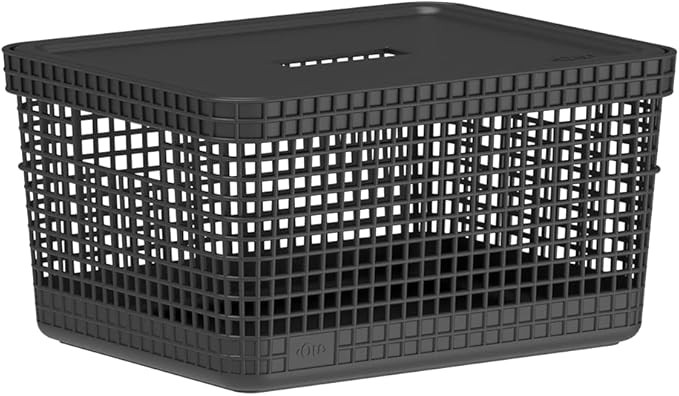 Ou Grid Basket With Lid, 8 Liter Capacity, Black
