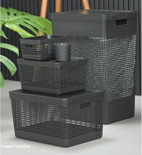 Ou Grid Basket With Lid, 8 Liter Capacity, Black
