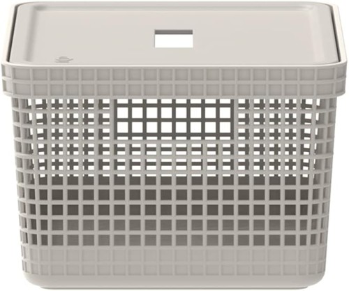 Ou Grid Basket With Lid, 8 Liter Capacity, Beige