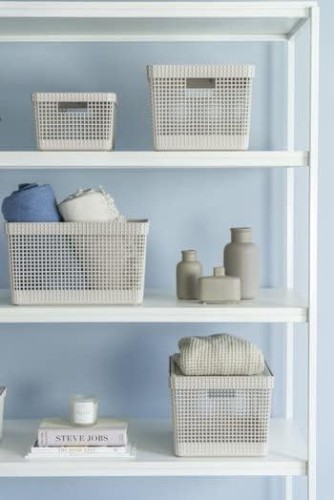 Ou Grid Basket With Lid, 20 Liter Capacity, Ocean White