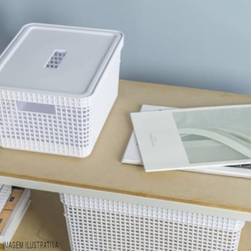 Ou Grid Basket With Lid, 20 Liter Capacity, Ocean White