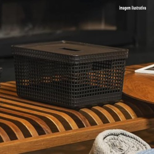 Ou Grid Basket With Lid, 20 Liter Capacity, Black