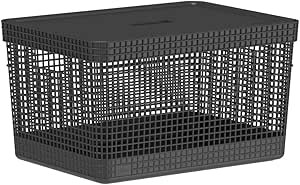 Ou Grid Basket With Lid, 20 Liter Capacity, Black