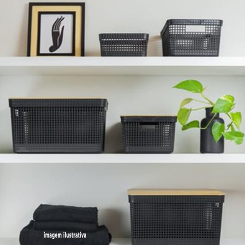 Ou Grid Basket With Lid, 20 Liter Capacity, Black