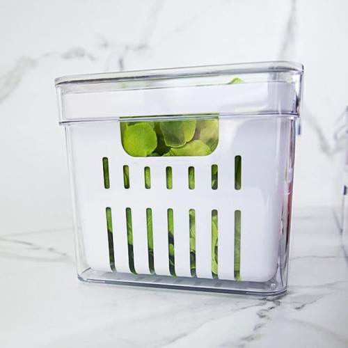 Ou Clear Fresh Organizer With Basket, 5 Liter Capacity, Natural