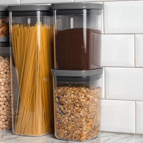 Ou Block Square Airtight Food Containers - Varis Sizes And Colors (Grey, 1L)