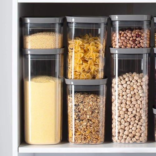 Ou Block Square Airtight Food Containers - Varis Sizes And Colors (Grey, 1L)