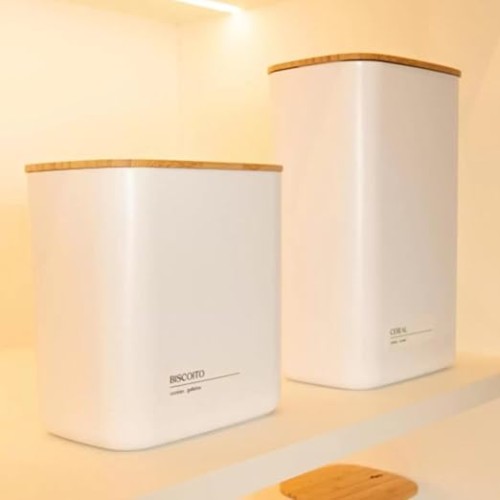 Ou Hermetic Canister 2.3L White - Airtight Pot, Minimalist Style, Round Shape, C...