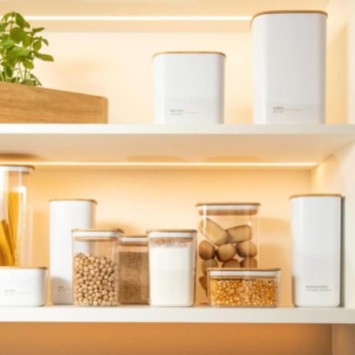 Ou Hermetic Canister 2.3L White - Airtight Pot, Minimalist Style, Round Shape, C...