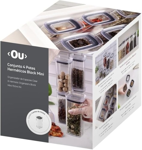 Ou Hermetic Canister Block Set 4 Pieces (0,340L) Natural
