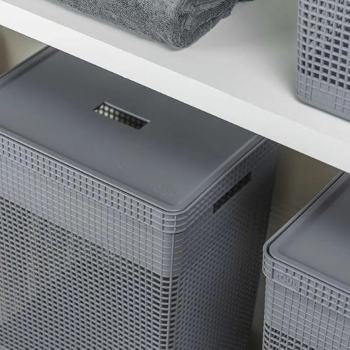 Ou Laundry Basket Grid Cover 49L Organizer Service Area Color:Grey