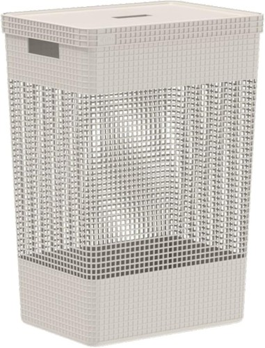 Ou Grid Clothing Basket With Lid 49 L Beige