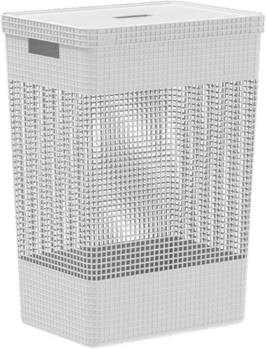 Ou Grid Clothing Basket With Lid 49 L Ocean White