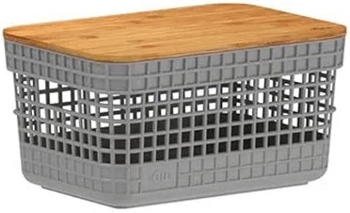 Ou Basket Organizer Grid W/Bamboo Lid 2.5L Lead Or
