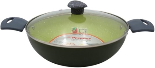 Premier Ceramic Kadai with Induction Base & Glass Lid | Non-Stick, Eco-Friendly...