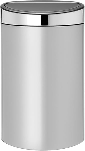 Brabantia Touch Bin New, 40 litre, Plastic Inner Bucket - Metallic Grey