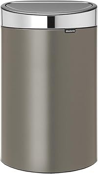 Brabantia Touch Bin New, 40 litre, Plastic Inner Bucket - Platinum