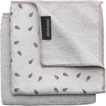 Brabantia SinkSide Microfibre Dish Cloths, 30 x 30 cm, Set of 2 - Light Grey