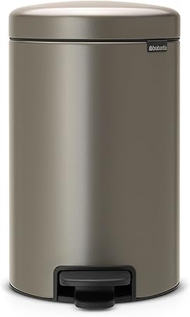 Brabantia NewIcon Pedal Bin, 12 litre, Soft Closing, Plastic Inner Bucket - Plat...