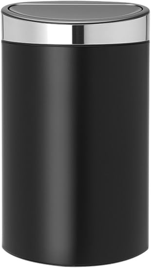 Brabantia Touch Bin New, 40 litre, Plastic Inner Bucket - Matt Black