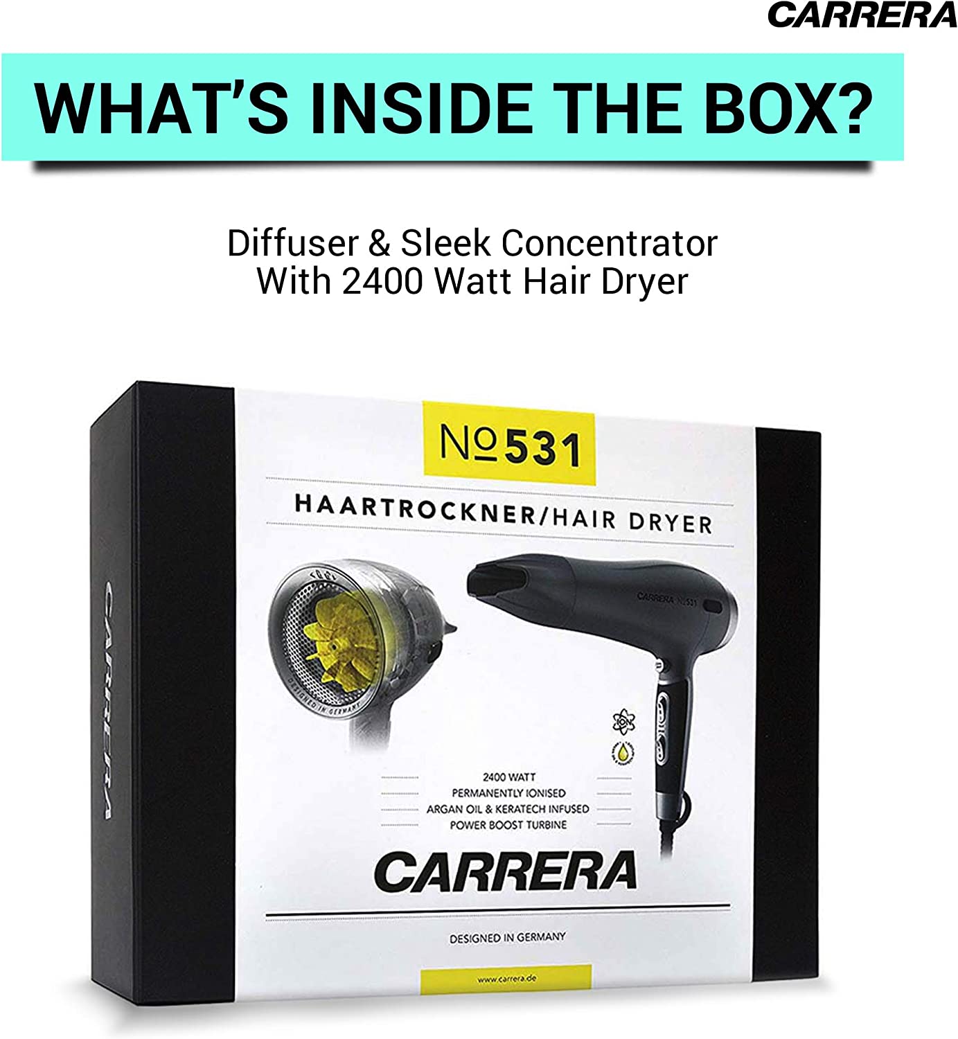 CARRERA 531 Professional Hair Dryers for Men & Women | Hairdryers - Styling Nozz