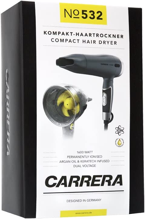 CARRERA 532 travel hair dryer with ions | foldable, quiet and small with 1,600 w