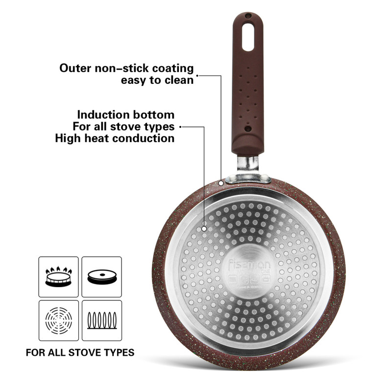 Fissman Crepe Pan Mosses Stone 18cm (Aluminum With Non-Stick Coating)