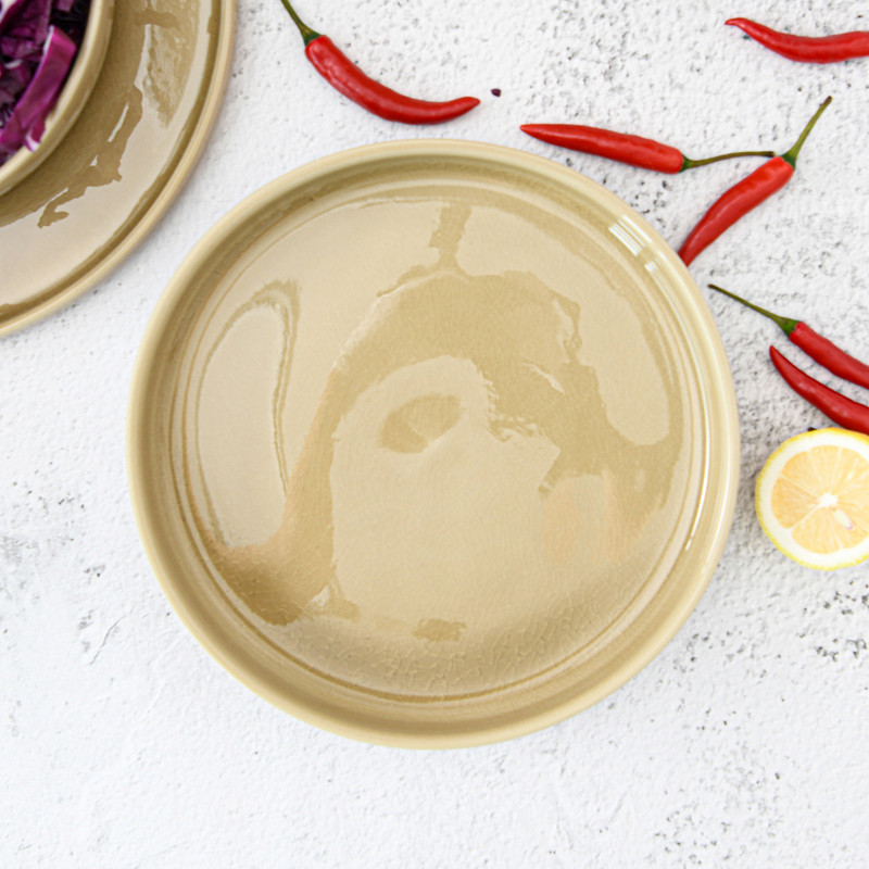 Fissman Plate 22x22x3.6cm Beige Crackle (Ceramic)